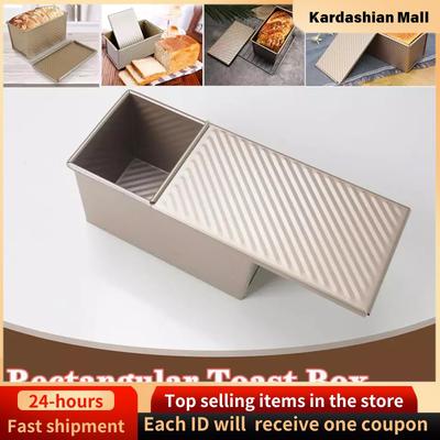 Non-Stick Loaf Pan With Cover Bread Baking Mould Cake Toast Toast Box with Lid Gold Aluminized Ste | Shopee Philippines