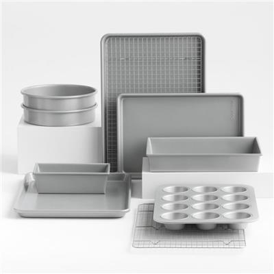 Crate & Barrel Silver 10-Piece Silicone Nonstick Bakeware Set   Reviews | Crate & Barrel