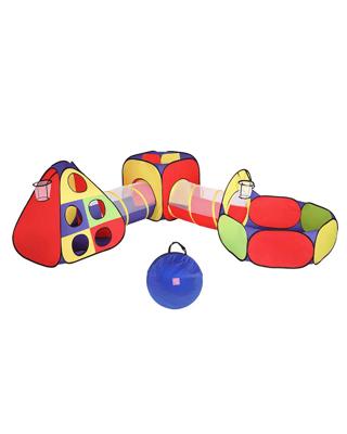 Keezi Kids Play Tent Pop Up Teepee Playhouse Ball Pit Crawl Tunnel Basketball - Multi - Kmart