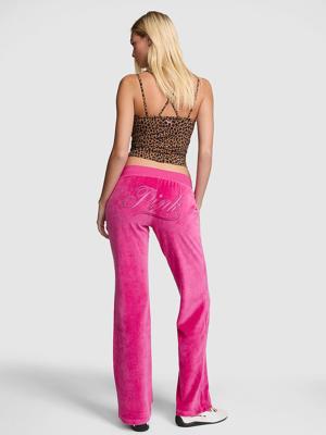 Buy Vintage Velour Flare Pants, Pink Fire - Order Bottoms online - PINK US