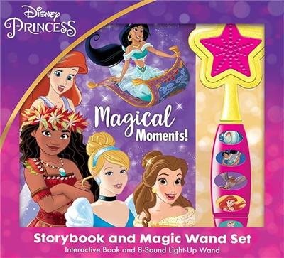 Disney Princess Moana, Belle, Cinderella, and more! - Magical Moments! Storybook and Magic Wand Toy Sound Book Set - PI Kids: Pi Kids, The Disney Stor
