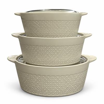 3 Piece Ceramic Serving Bowl Set with Lids Textured Soup Salad Bowls | Shop Today. Get it Tomorrow! | takealot.com