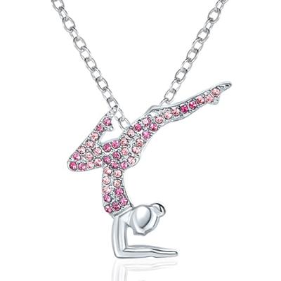 CEMOTY Pink Gymnastics Necklaces for Teen Girls,Gymnastics Gifts for Girls,Cute Sport Ballerina Pendant Necklace Jewelry Birthday Christmas Gifts
