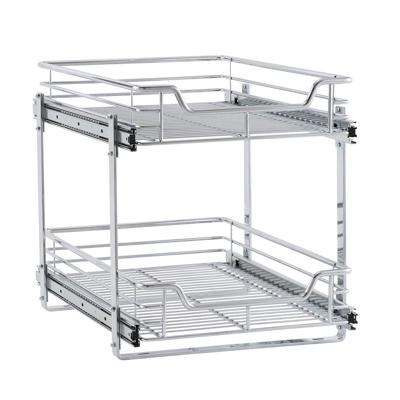 Household Essentials 2-Tier 14.5-inch Wide Dual Sliding Under Cabinet Organizer