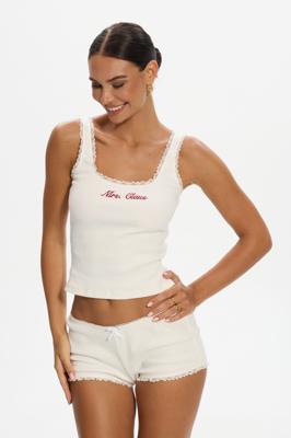 Tori Lace Trim Cami Tank Bikini Top - White – ALT