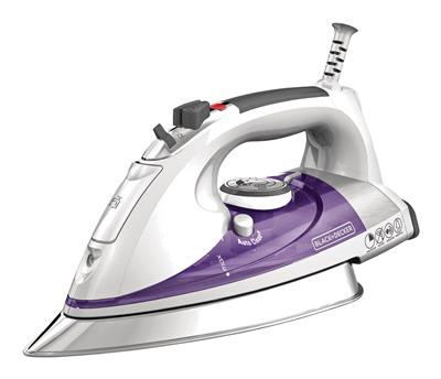 Black & Decker Iron, 1500W Pro Steam Iron with Stainless Steel Soleplate and Auto Shutoff, White/Pur