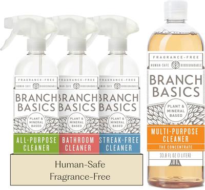 Branch Basics Surface Cleaning Kit: 33.8 oz Concentrate, Refillable Bottles | Plant-Based, Human-Safe, Fragrance-Free. Comes with Concentr