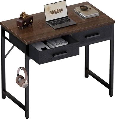 Amazon.com: Pamray 32 Inch Small Computer Desk with 2 Drawers for Bedroom Study Writing Home Office Table for Small Spaces Brown : Home & Kitchen