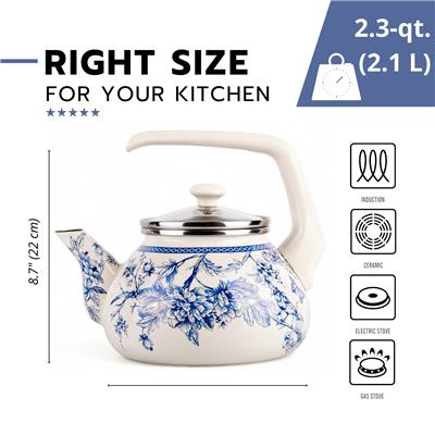 STP Goods 2.3Qt Bird of Paradise Enamel Kettle