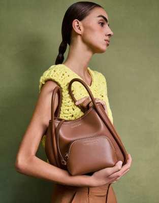 Charles & Keith Mini lyla tubular tote bag in chocolate | ASOS