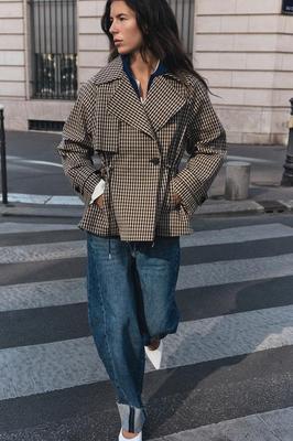 DOUBLE-BREASTED CHECK TRENCH COAT - Beige | ZARA United Kingdom