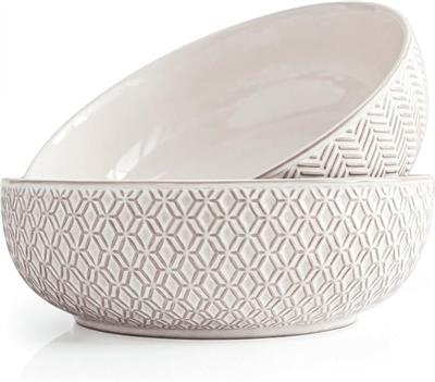 Amazon.com | Kook Large Serving Bowls, (10 inch), Ceramic Salad Bowl, Dishwasher Safe | Narbonne Collection, 100 oz, For Pasta Soup & Fruits, Large Ki