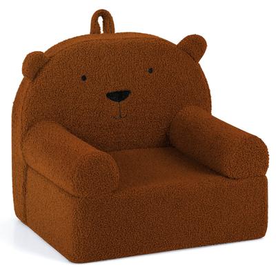 Costway Kids Bear Sofa Toddler Foam Couch with Soft Fleece Fabric Cover Brown - Walmart.ca