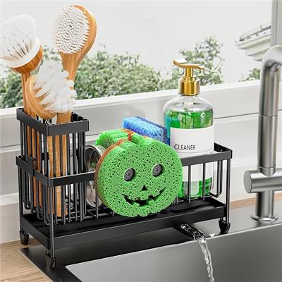 Amazon.com: Cisily Sponge Holder for Kitchen Sink, Sink Organizer with Brush Holder | Black Kitchen Countertop Organizers and Storage Essentials, Rust