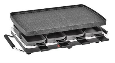 Heritage The Rock 2-in-1 Reversible, Non-Stick 8-person Raclette/Party Grill Set, Black, 18x10-in |