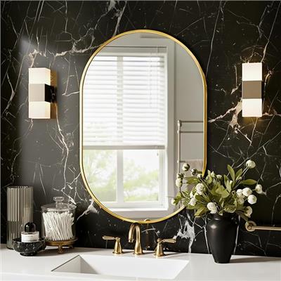 Amazon.com: LAWADA Oval Bathroom Mirror for Wall, 20x30 Gold Bathroom Vanity Mirror | HD Shatterproof Glass, Metal Framed, Oval Vanity Mirrors for Ba
