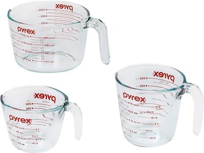 Amazon.com: Pyrex Essentials (3-Pack) Glass Measuring Cups Set (1, 2 & 4 Cup) | For prepping, baking