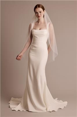 Stretch Crepe Cowl Neck Tank Sheath Wedding Dress