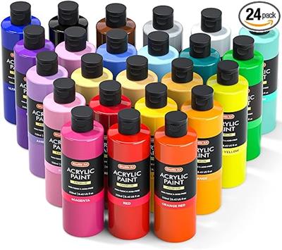 Amazon.com: Acrylic Paint, Shuttle Art 24 Colors Acrylic Paint Bottle Set, 250ml/8.45oz Each, Rich Pigments, High Viscosity, Bulk Paint for Artists, B
