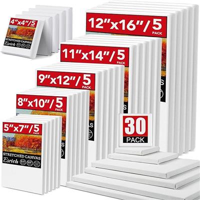 Amazon.com: 30 Pack Canvases for Painting with 4x4, 5x7, 8x10, 9x12, 11x14, 12x16, Painting Canvas for Oil & Acrylic Paint