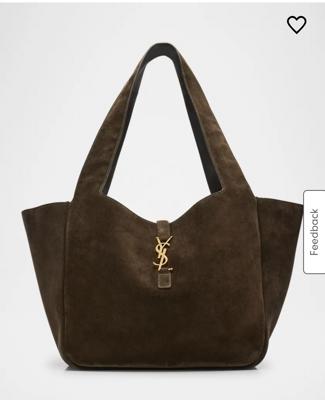 Saint Laurent Bea YSL Cabas Tote Bag in Suede | Neiman Marcus