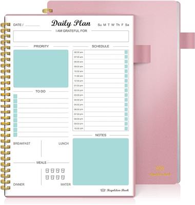 Amazon.com : Daily Planner Undated, To Do List Notebook with Hourly Schedule Calendars Meal, Spiral Appointment Organizers Notebook for Man/Women, Poc