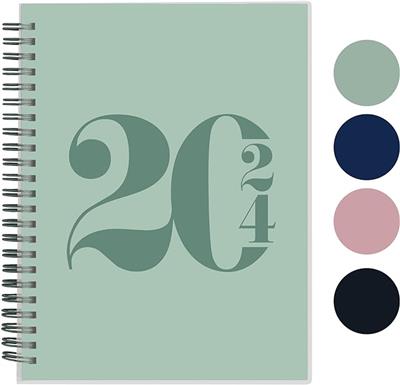 Amazon.com : Rileys 2024 Weekly Planner - Typographic Annual & Monthly Agenda Planner, Flexible Cover, Notes Pages, Twin-Wire Binding (8 x 6 inch, Blu