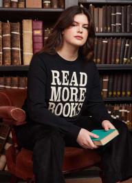 Eastman Read More Books Jumper | Vintage-Inspired Black Slogan Knit | Joanie