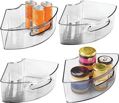 Amazon.com: mDesign Plastic Lazy Susan Cabinet Storage Bin with Front Handle for Kitchen Countertop, Pantry, Shelf, Fridge Organization - Hold Food, D
